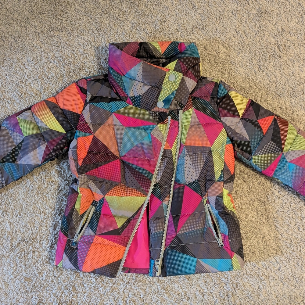 GAP Multicolor Geometric Puffer Jacket Size Small EUC